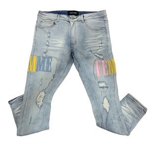 New Mens Homme & Femme LETTERMAN DENIM BLUE Jeans sz 34